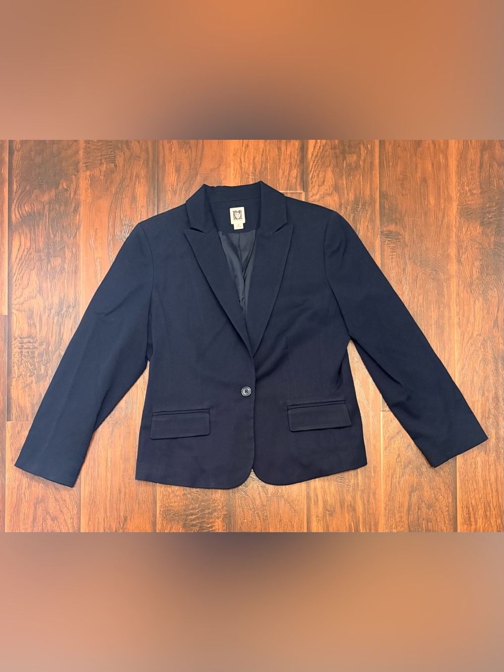 Anne Klein Women’s Navy Blue One Button Blazer Size 12
